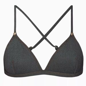 TOPICAL OF C • Black Denim Strappy Bikini Top Summer Beach